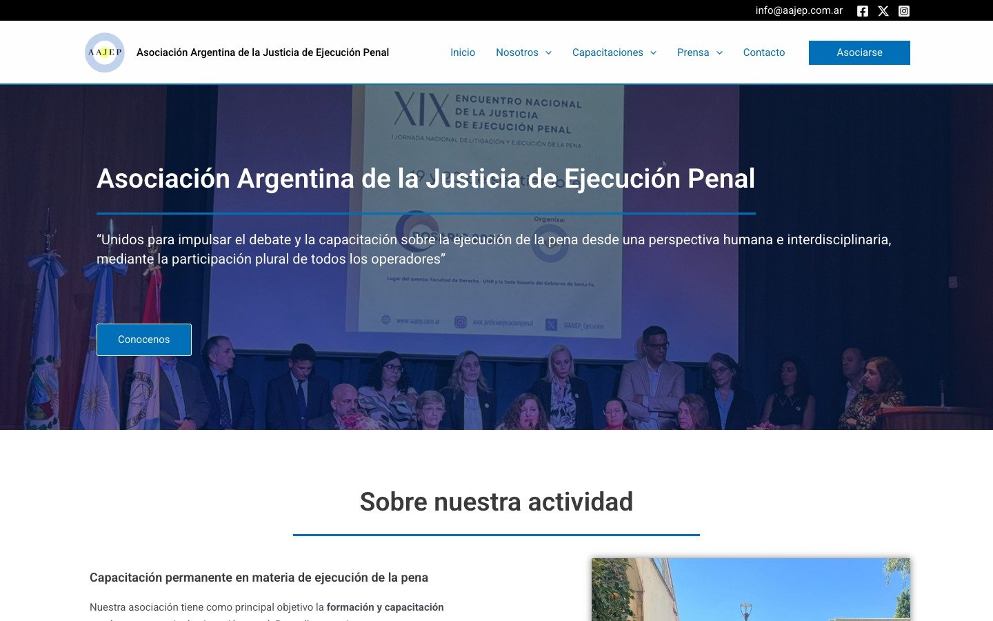 Sitio web AAJEP — aajep.com.ar, Asociación Argentina de la Justicia de Ejecución Penal, desarrollo WordPress por MSA Projects