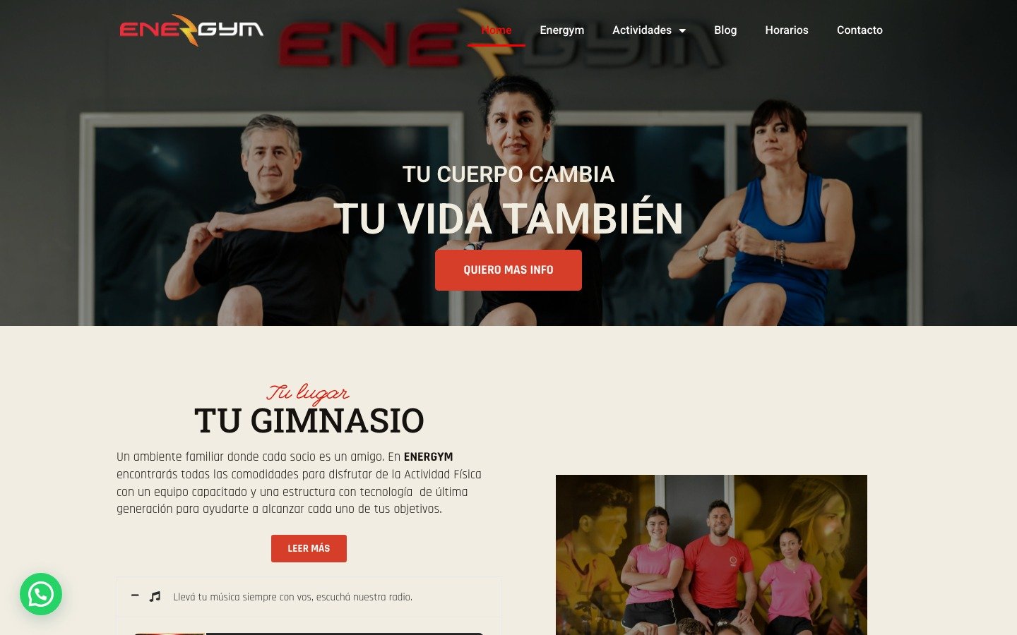 Sitio web Energym — energymweb.com.ar, desarrollo WordPress por MSA Projects